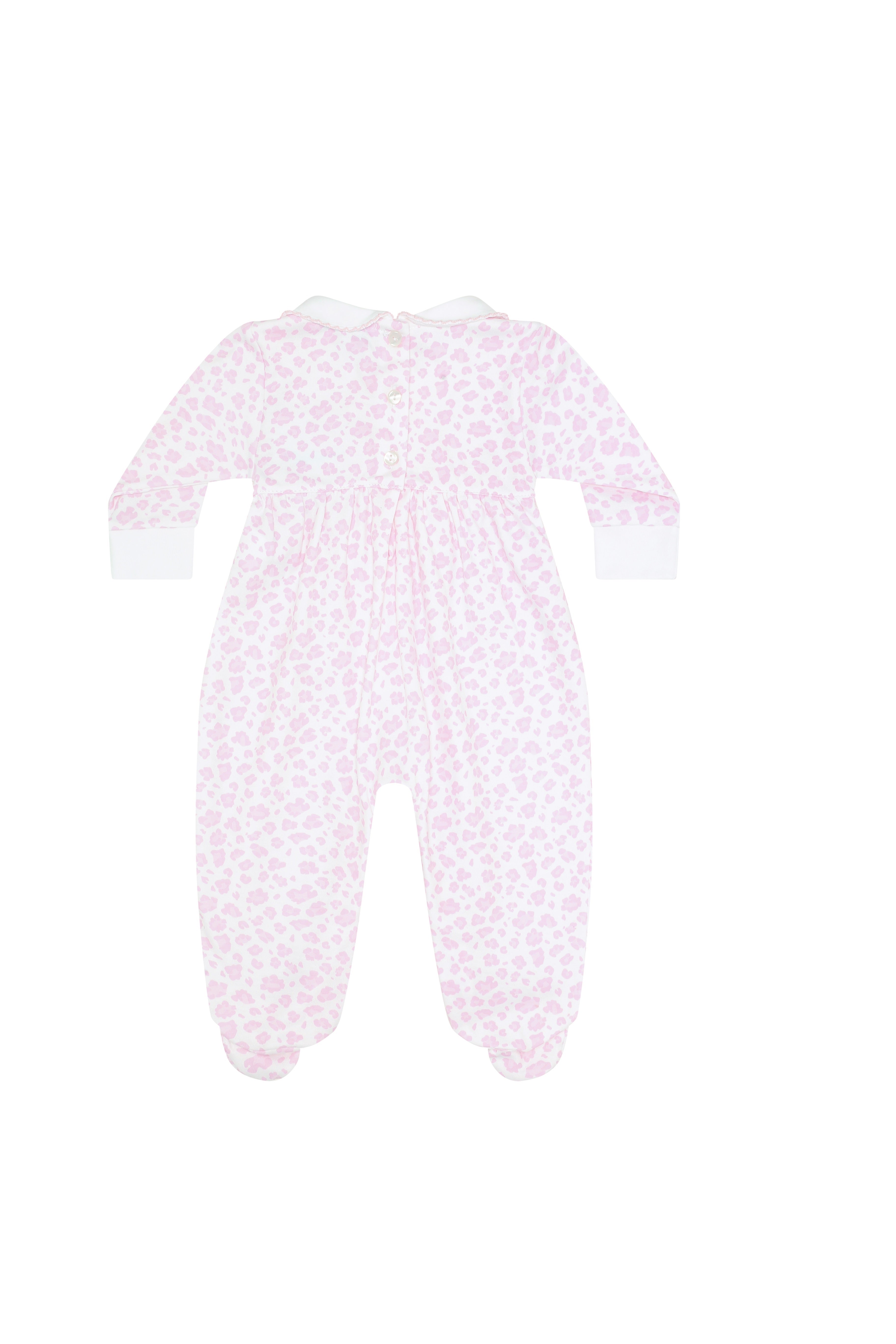 Image of Pink Cheetah Print Smocked Footie